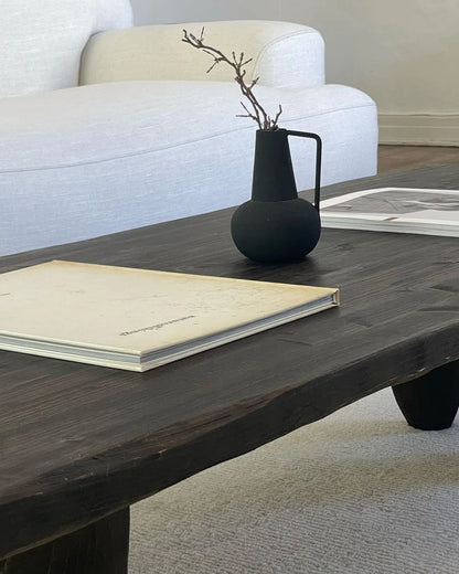 Rustic Low Wood Dark Brown Coffee Table • Living Room Handmade Furniture