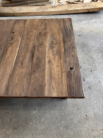 Rustic Large Oak Coffee Table • Reclaimed Handmade Living Room Square End Table