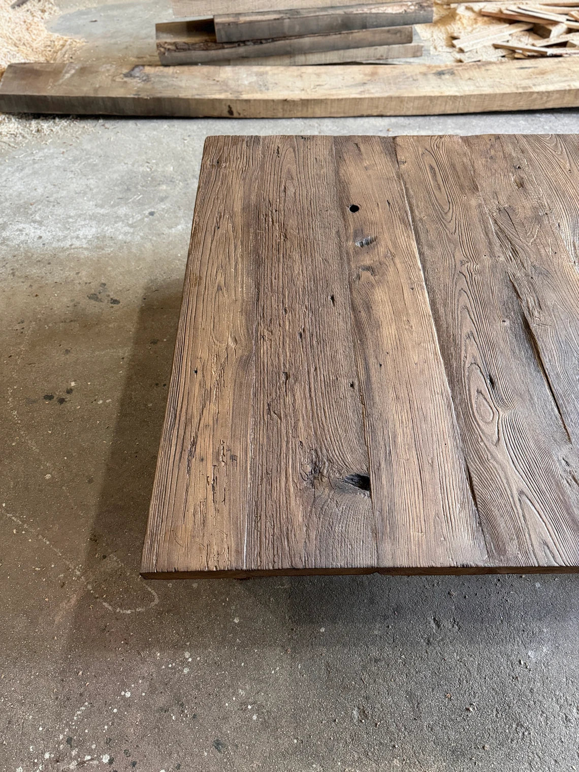 Rustic Large Oak Coffee Table • Reclaimed Handmade Living Room Square End Table