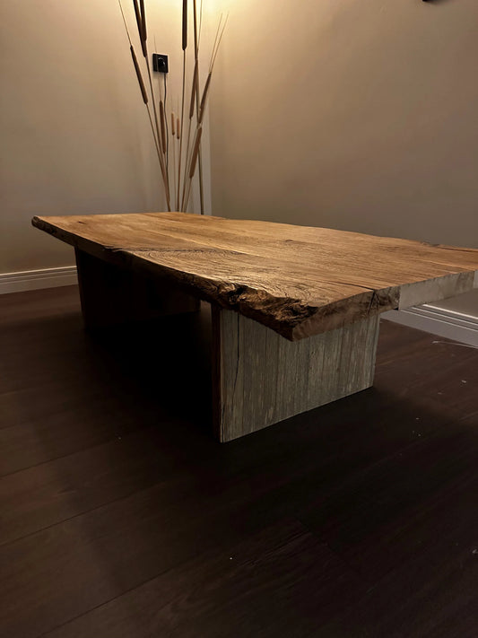 Unique Rustic Large Coffee Table • Reclaimed Live Edge Handmade Furniture