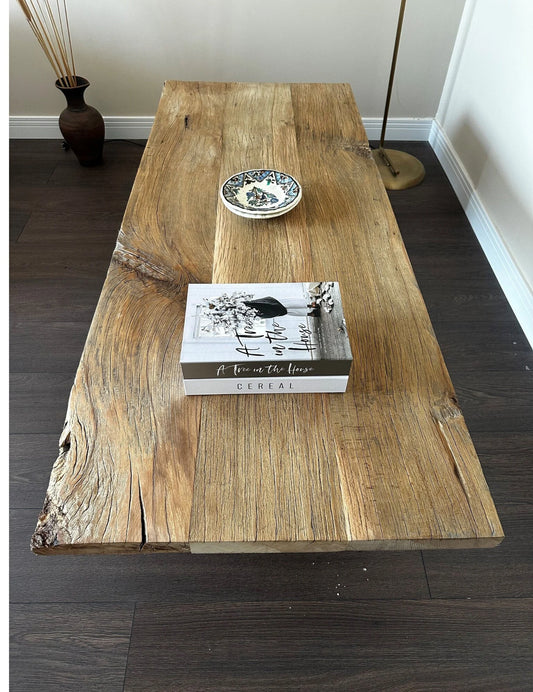 Rustic Large Coffee Table • Reclaimed Live Edge Wood • Handmade Furniture