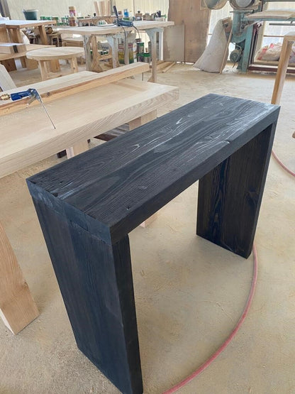 Narrow Entryway Live Edge Black Console Table  •  Farmhouse Reclaimed Wood Furniture