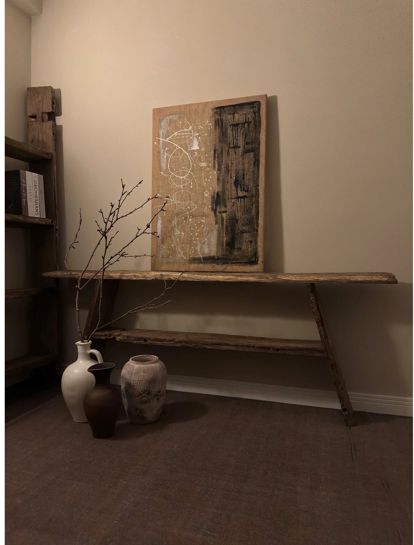 Reclaimed Wood Console Table With Shelves • Handmade Rustic Furniture