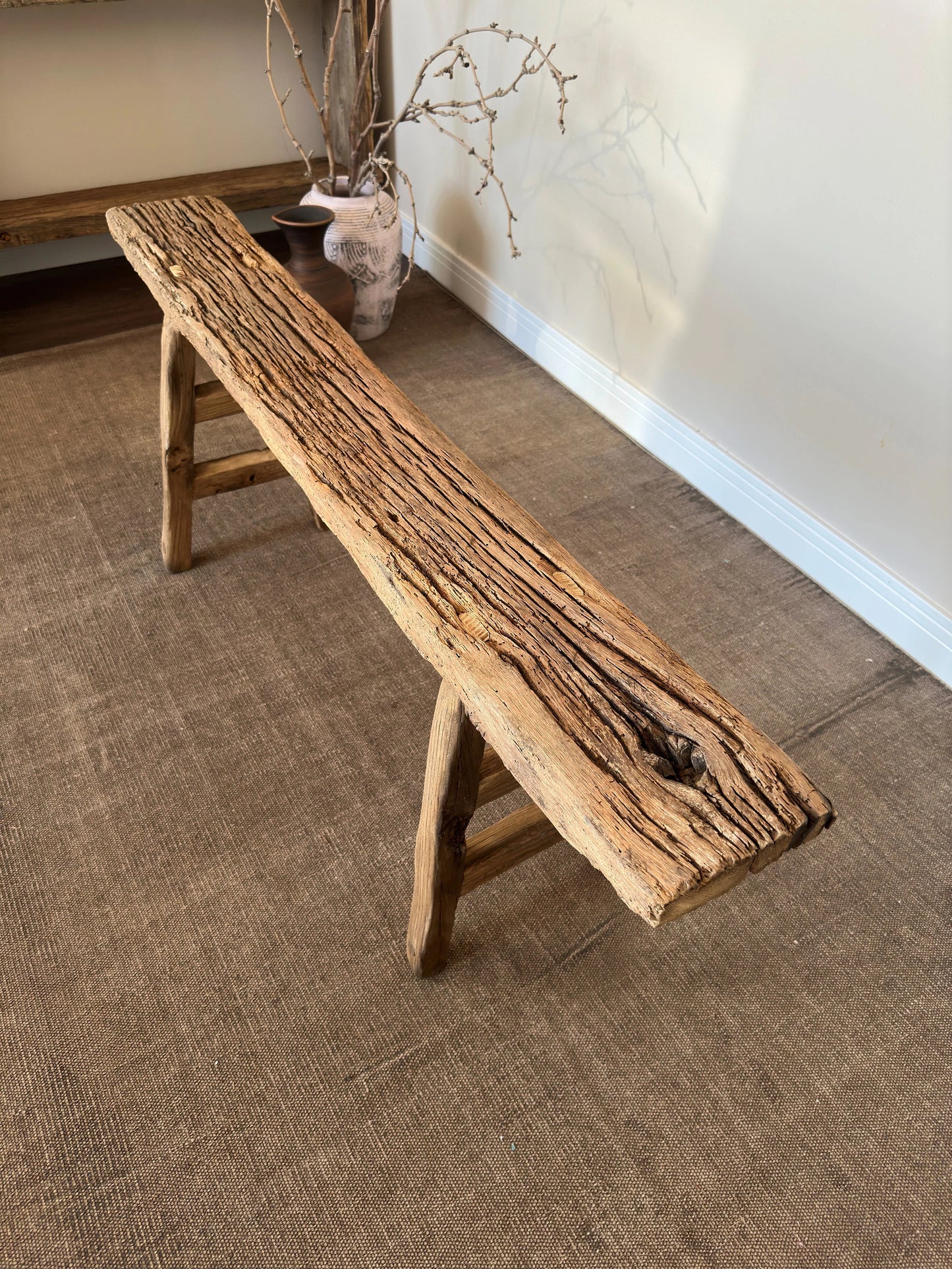 Reclaimed Wood Skinny Bench •  Handmade Rustic Furniture  • Wooden Stool