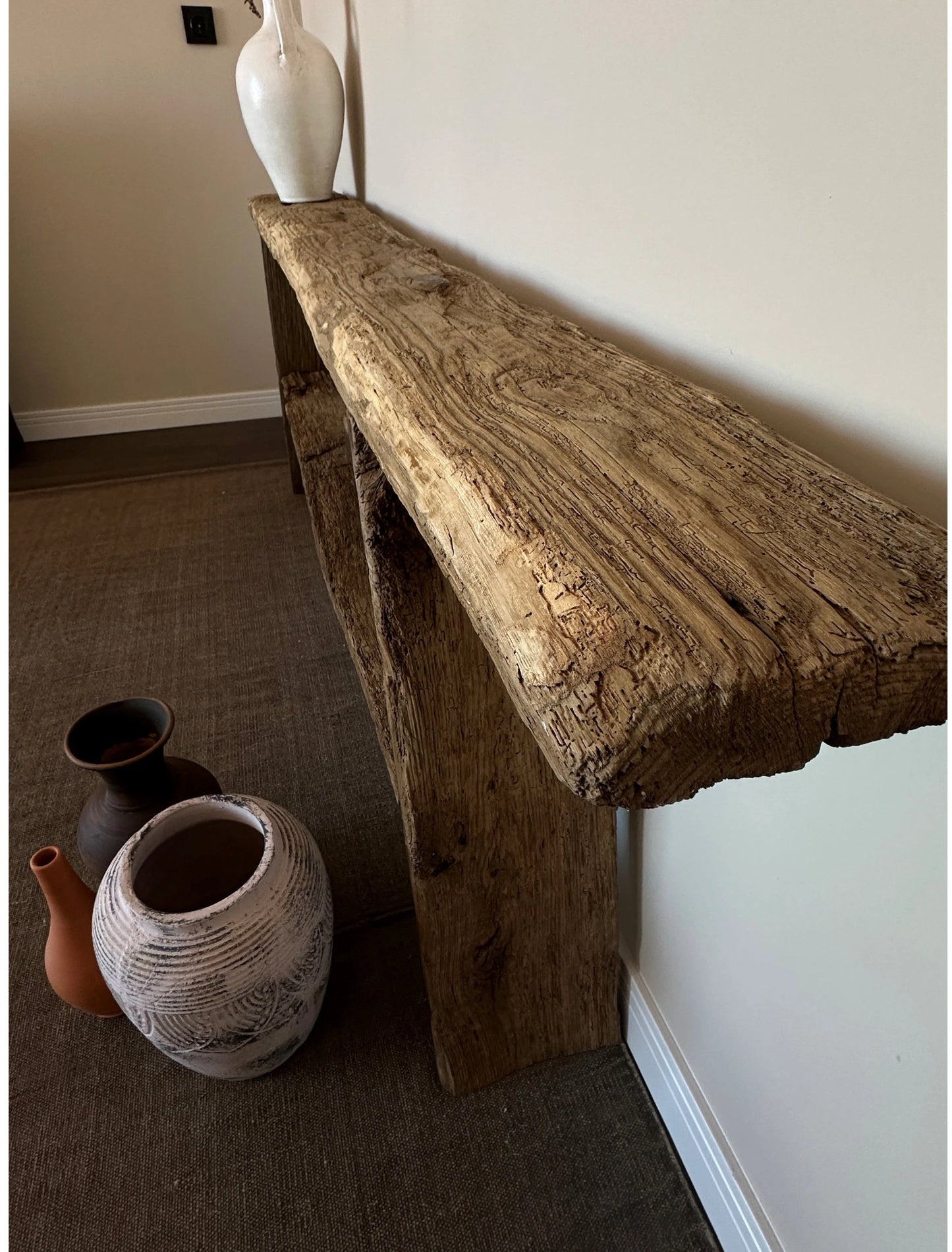 Reclaimed Wood Console Table With Shelves • Handmade Rustic Furniture