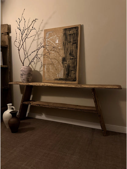 Reclaimed Wood Console Table With Shelves • Handmade Rustic Furniture