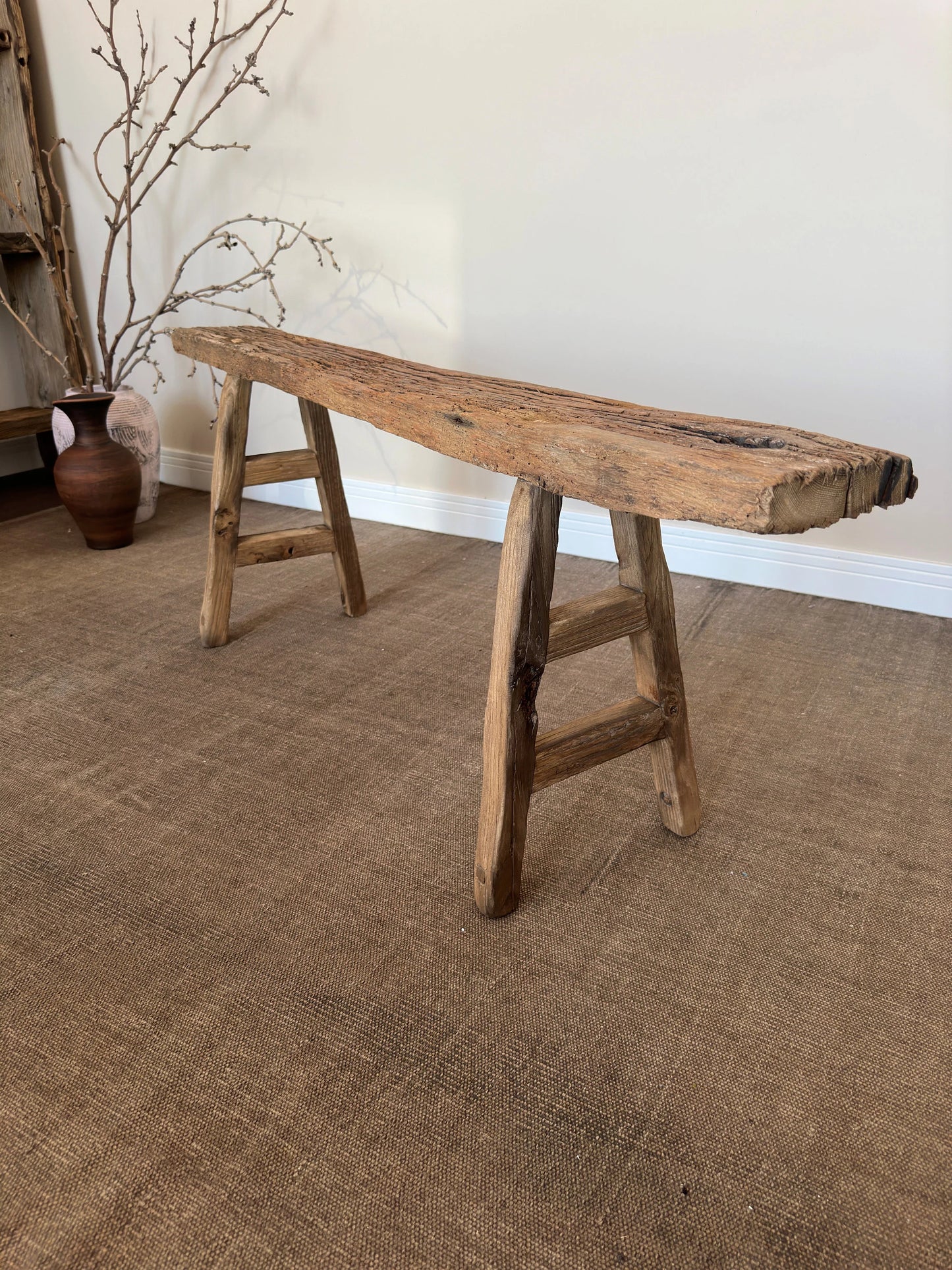 Reclaimed Wood Skinny Bench •  Handmade Rustic Furniture  • Wooden Stool