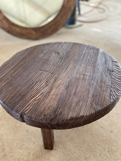 Unique Rustic Round Coffee Table • Reclaimed Wood Living Room Side Table