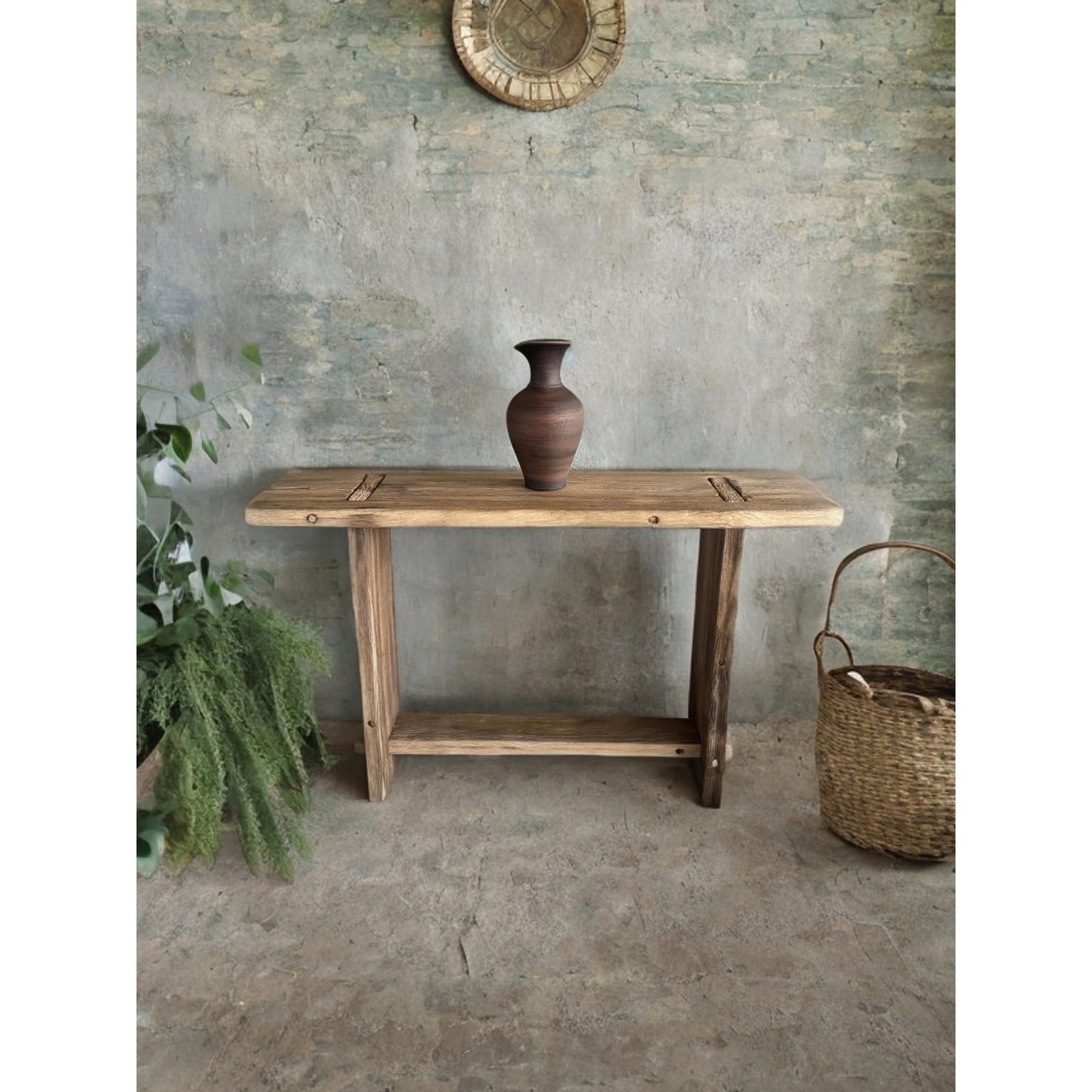 Reclaimed Wood Entryway Table With Shelves • Handmade Furniture Rustic Console Table