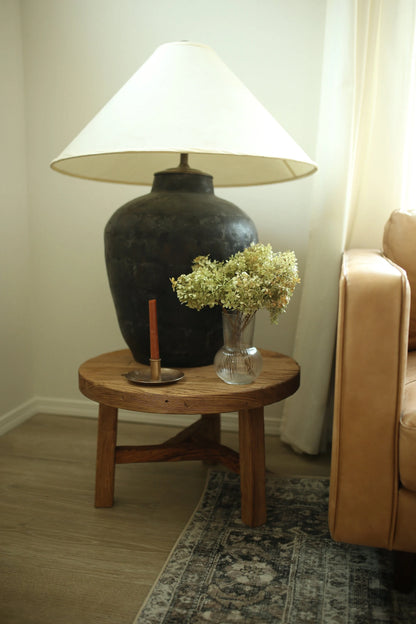 Unique Rustic Round Coffee Table • Reclaimed Wood Side Table