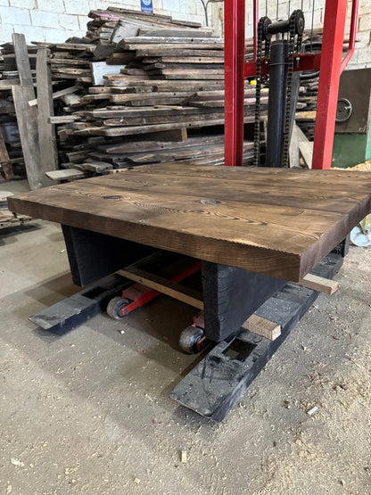 Reclaimed Wood Rustic Modern Coffee Table  • Smooth Brown Living Room Furniture