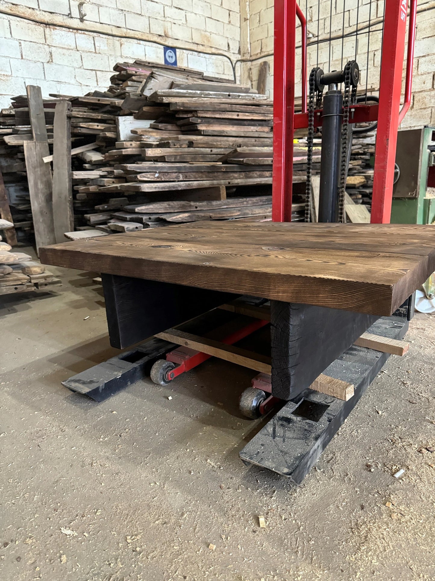 Reclaimed Wood Rustic Modern Coffee Table  • Smooth Brown Living Room Furniture